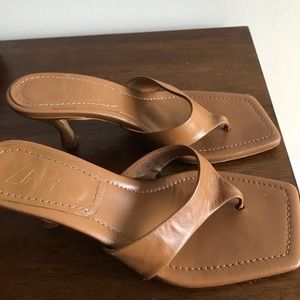 Zara Tan Leather Heels